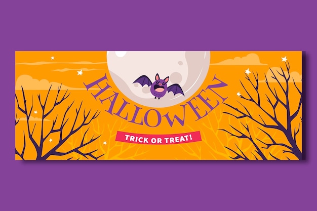 Hand Drawn Flat Halloween Social Media Cover Template – Free Download