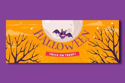 Hand Drawn Flat Halloween Social Media Cover Template – Free Download