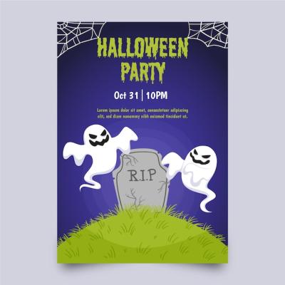 Halloween Party Poster Vector Template – Free Download