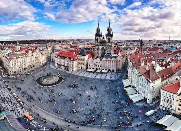 High Angle View of a City Crowd Against the Sky – Free Stock Photo for Download