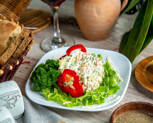 Salad on Lettuce and Bell Pepper Slices – Free Stock Photo for Download