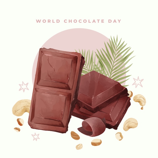 World Chocolate Day Watercolor Illustration Featuring Chocolate – Free Download