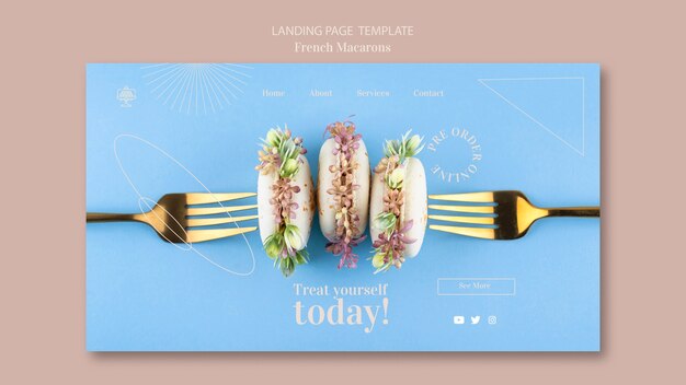 French Macarons Landing Page Template – Free Download