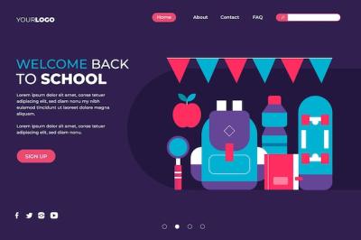 Flat Back to School Landing Page Template – Free Download