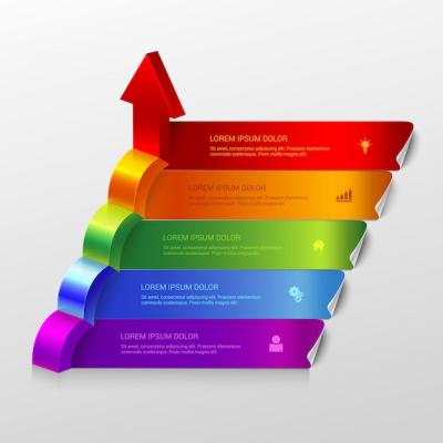 Multicolor Arrow Growth Steps Infographics Template – Free to Download