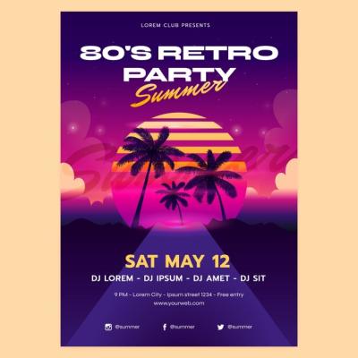 80’s Summer Poster Template – Free Download