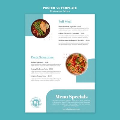 Flat Design Restaurant Menu Template for Easy Customization – Free Download