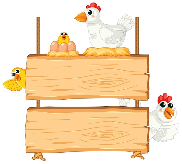 Hen Eggs and Chick on Wooden Board Frame – Free Stock Photo for Download