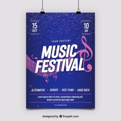 Blue Music Party Poster – Free Download