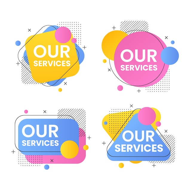 Gradient Our Services Label Collection – Free Download