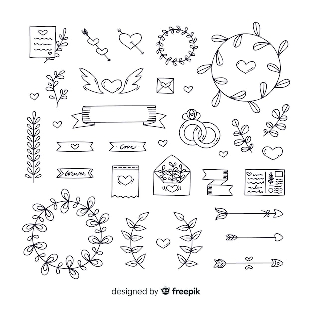 Hand Drawn Wedding Ornament Collection – Free Stock Photos for Download