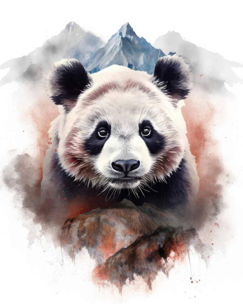 Double Exposure Raccoon and Nature Mountains Watercolor Art – Free Download