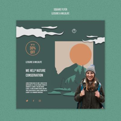 Leisure and Wildlife Flat Design Template – Free Download