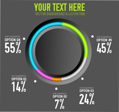 Business Web Infographic Concept Featuring Five Options and Percent Rates – Free Download