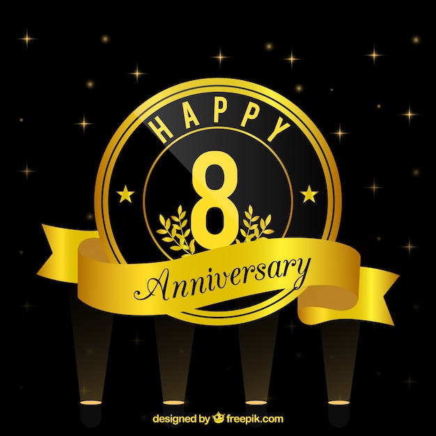 Happy Anniversary Card in Elegant Golden Design – Free Download