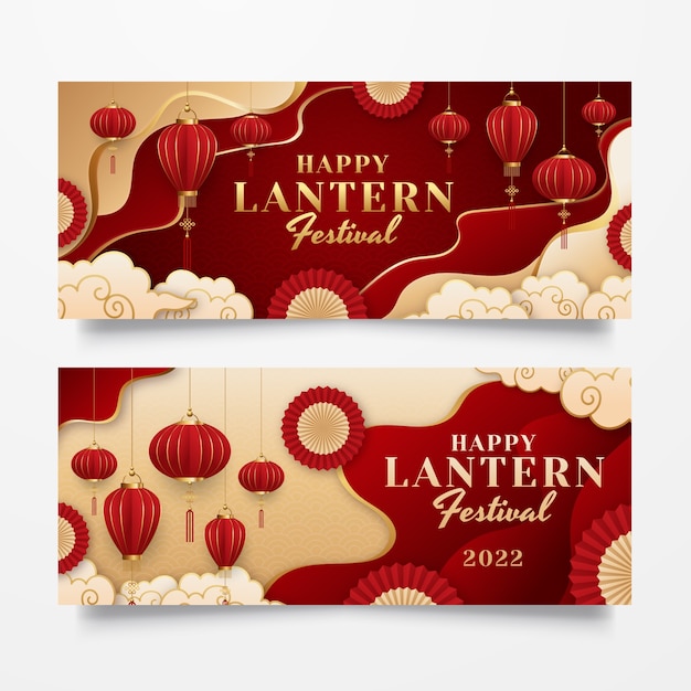 Gradient Lantern Festival Horizontal Banners Set – Free Download