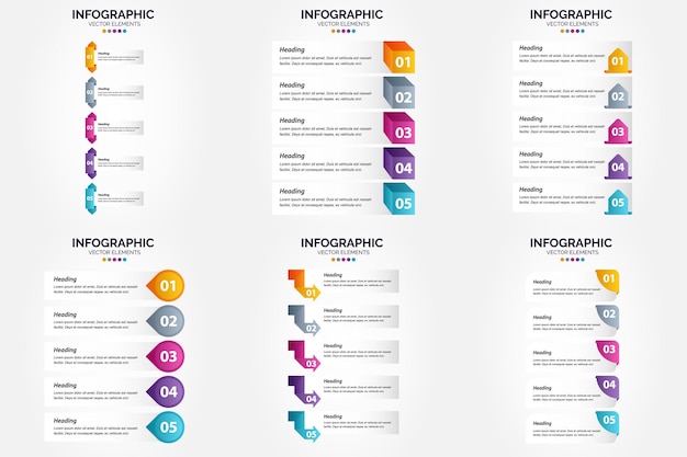 5 Steps Infographics Flat Design Set for Advertising and Marketing â Free Download