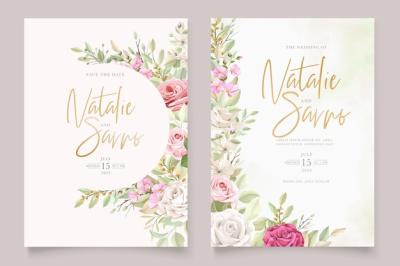 Hand Drawn Roses Invitation Card Set – Free Download