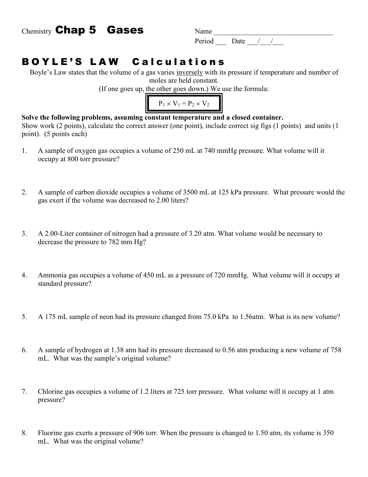 39 boyles law worksheet answer key Worksheet Live