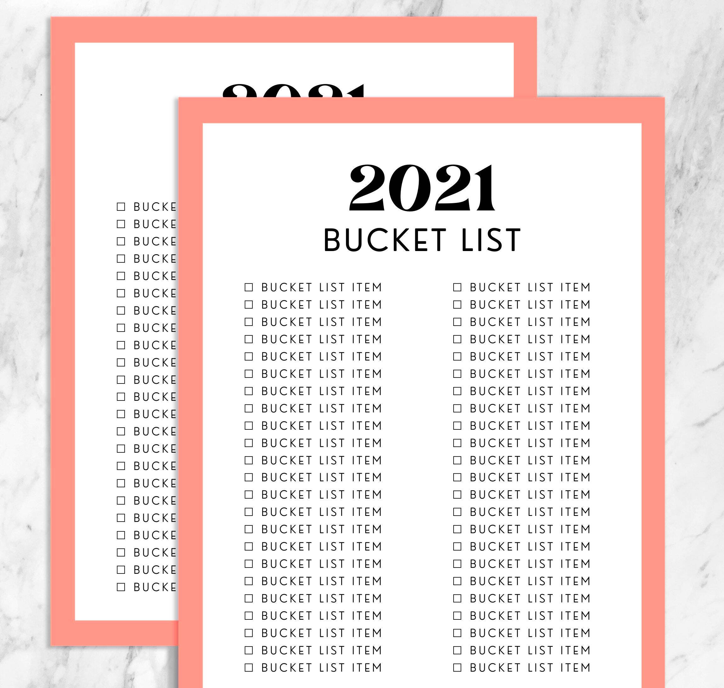 Canva Template Editable Bucket List Template 2021 Bucket Etsy