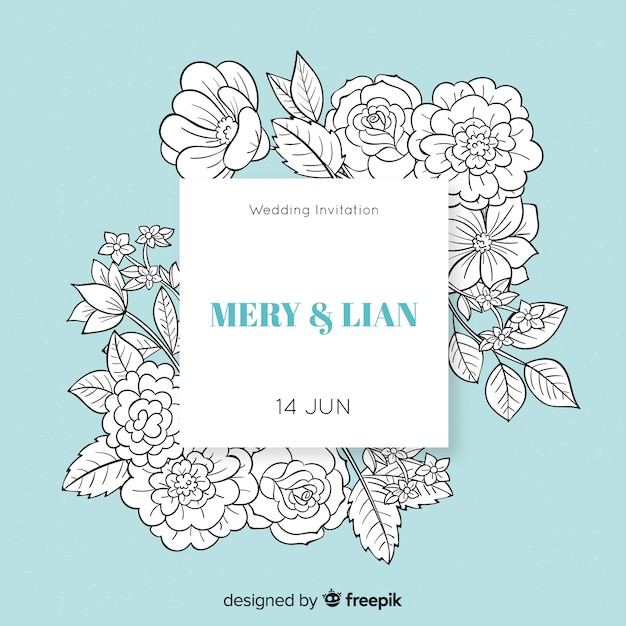 Wedding Invitation Design Featuring Beautiful Flowers – Free Download