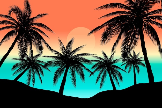 Colorful Palm Silhouettes Design – Free Download