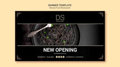 Moody Food Restaurant Banner Template for Free Download