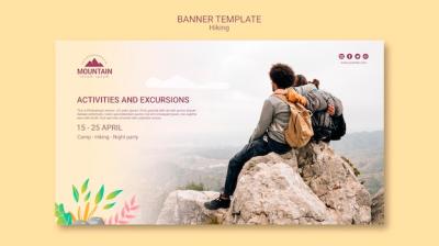 Hiking Concept Banner Template – Free Download, Download Free Stock Photo