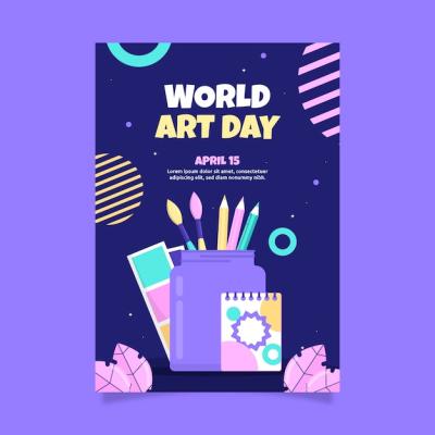 Vertical Poster Template for Flat World Art Day – Free Download