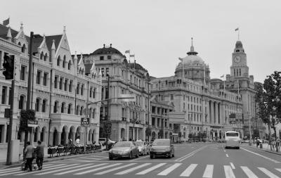 Black and White Photography of Old Buildings and Street Views in Shanghai – Free Download