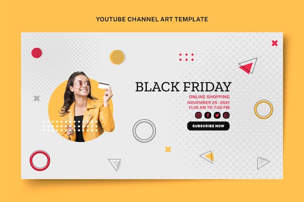 Flat Black Friday YouTube Channel Art – Free Download