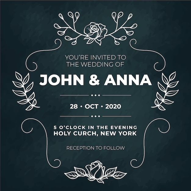 Vintage Wedding Invitation Template on Blackboard – Free Download