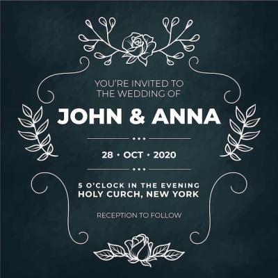 Vintage Wedding Invitation Template on Blackboard – Free Download