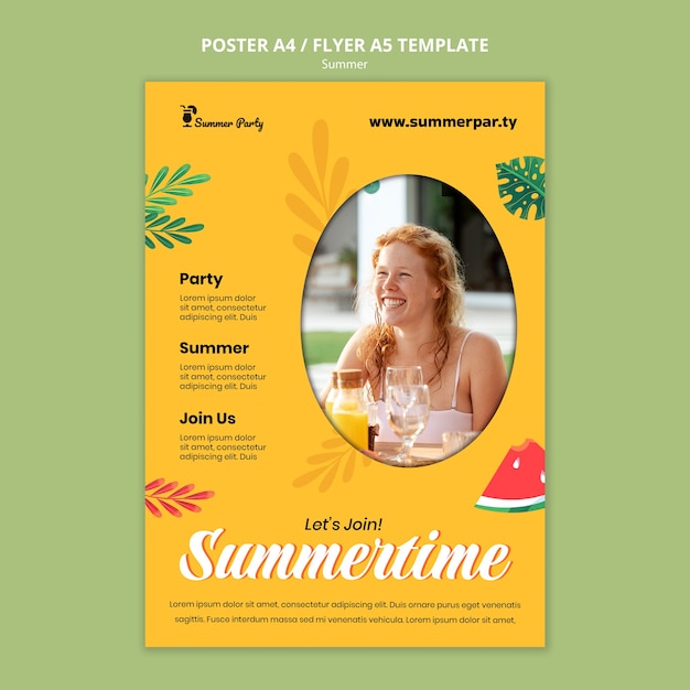 Summer Season Poster Template Featuring Watermelon – Free to Download