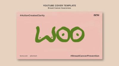 Breast Cancer Awareness Month YouTube Cover Template Featuring Abstract Female Figures – Free Download