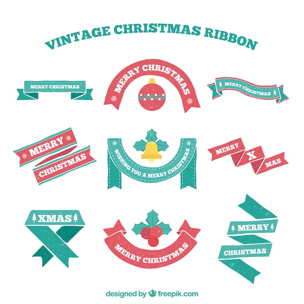 Cute Retro Christmas Ribbon Pack â Download Free Stock Photo