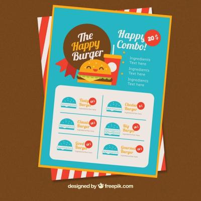 Colored Burger Menu Template – Free Download