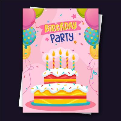 Best Birthday Postcard Design with Creative Cake – Free Download