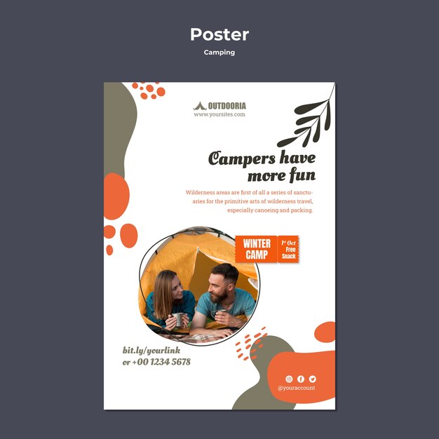 Camping Poster Template – Free Download Quality PSD Template