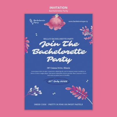 Watercolor Bachelorette Party Invitation Template – Free Download