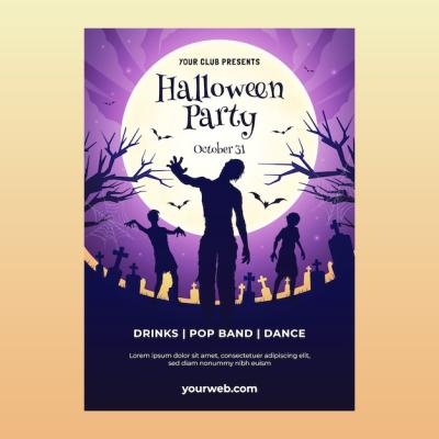 Gradient Vertical Poster Template for Halloween Season – Free Download