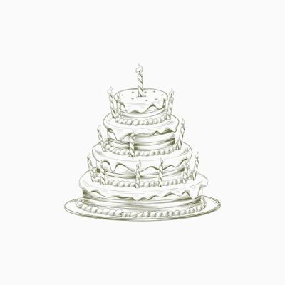 Hand Drawn Birthday Cake Outline Illustration – Free to Download