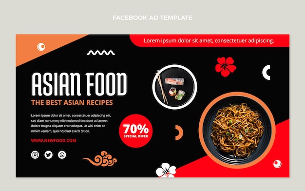 Flat Design Asian Food Facebook Template – Free Download