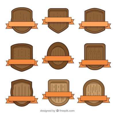 Wooden Shields with Orange Ribbons – Free Download