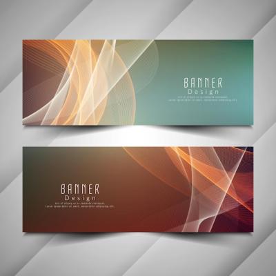 Abstract Colorful Stylish Wavy Banners Set – Free Download