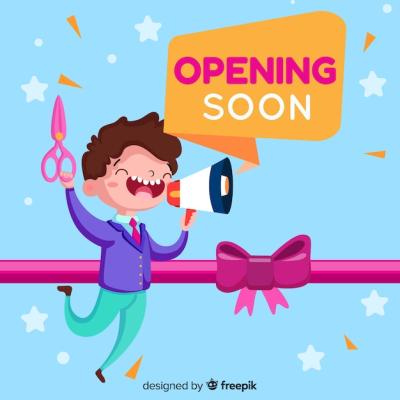 Flat Style Opening Soon Background – Free Download