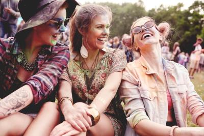 Happy Girls at the Summer Festival – Free to Download Stock Photo