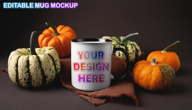 Editable Autumn PSD Mug Mockup for Clean Fresh Fall Season – Free Download