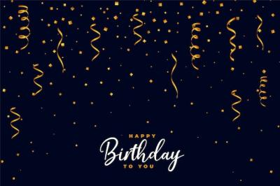 Falling Golden Confetti Happy Birthday Background Design – Free Download