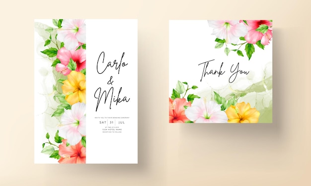 Beautiful Summer Flower Wedding Invitation Card Template – Free Download